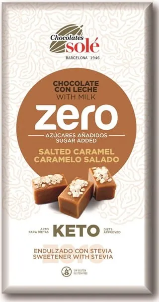 Vollmilchschokolade ohne Zuckerzusatz gesalzenes Karamell mit Stevia KETO 100 g