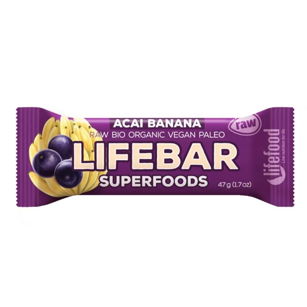 Roher Acai- und Bananenriegel roh glutenfrei BIO 47 g - LIFEFOOD