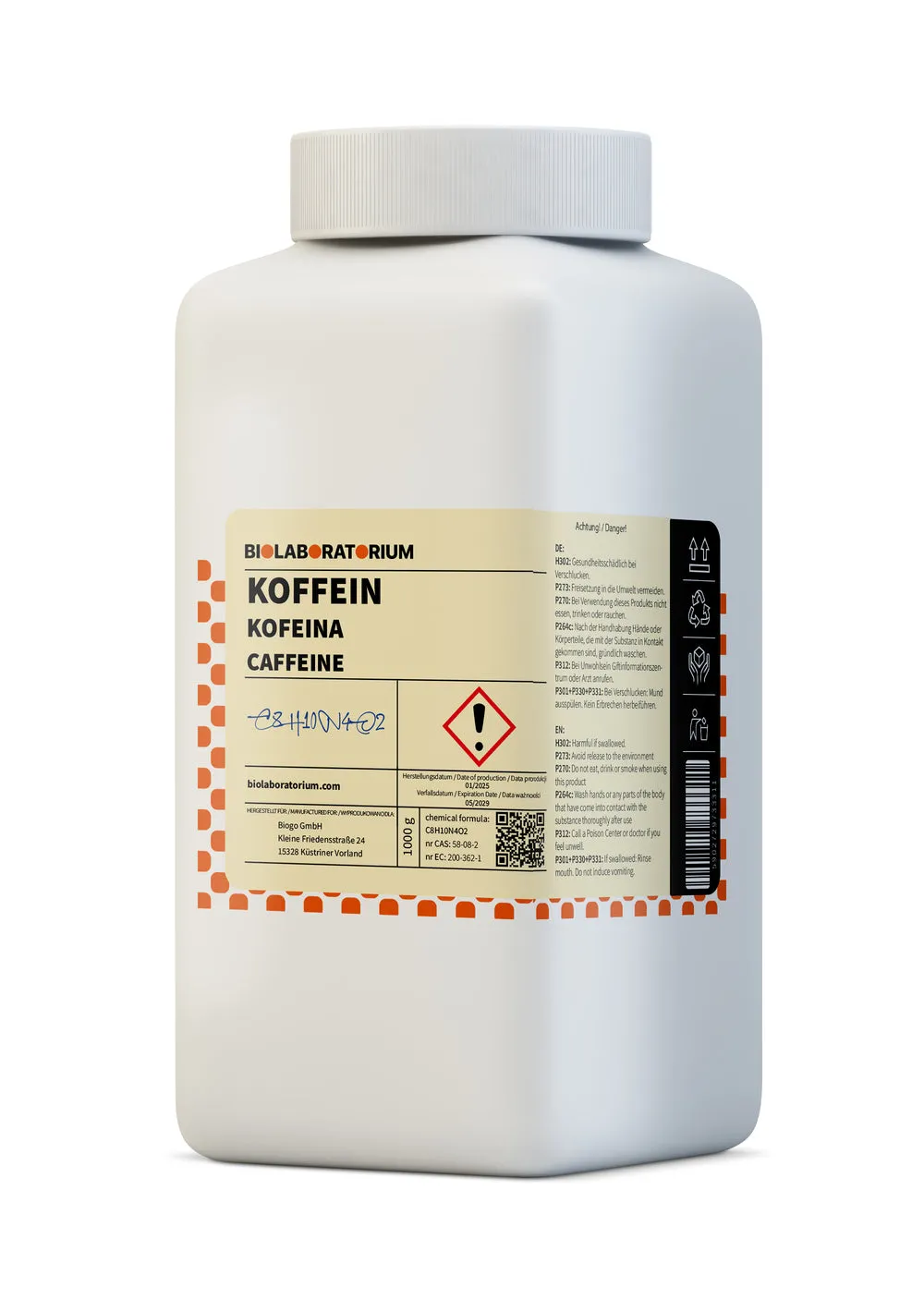 Wasserfreies Koffein Coffeinum 1kg BIOLABORATORIUM