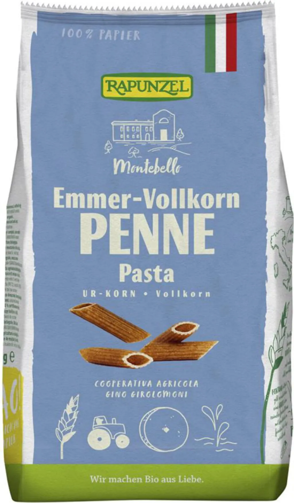 Rapunzel Pasta di Emmer Integrale Bio - Penne, 500 g