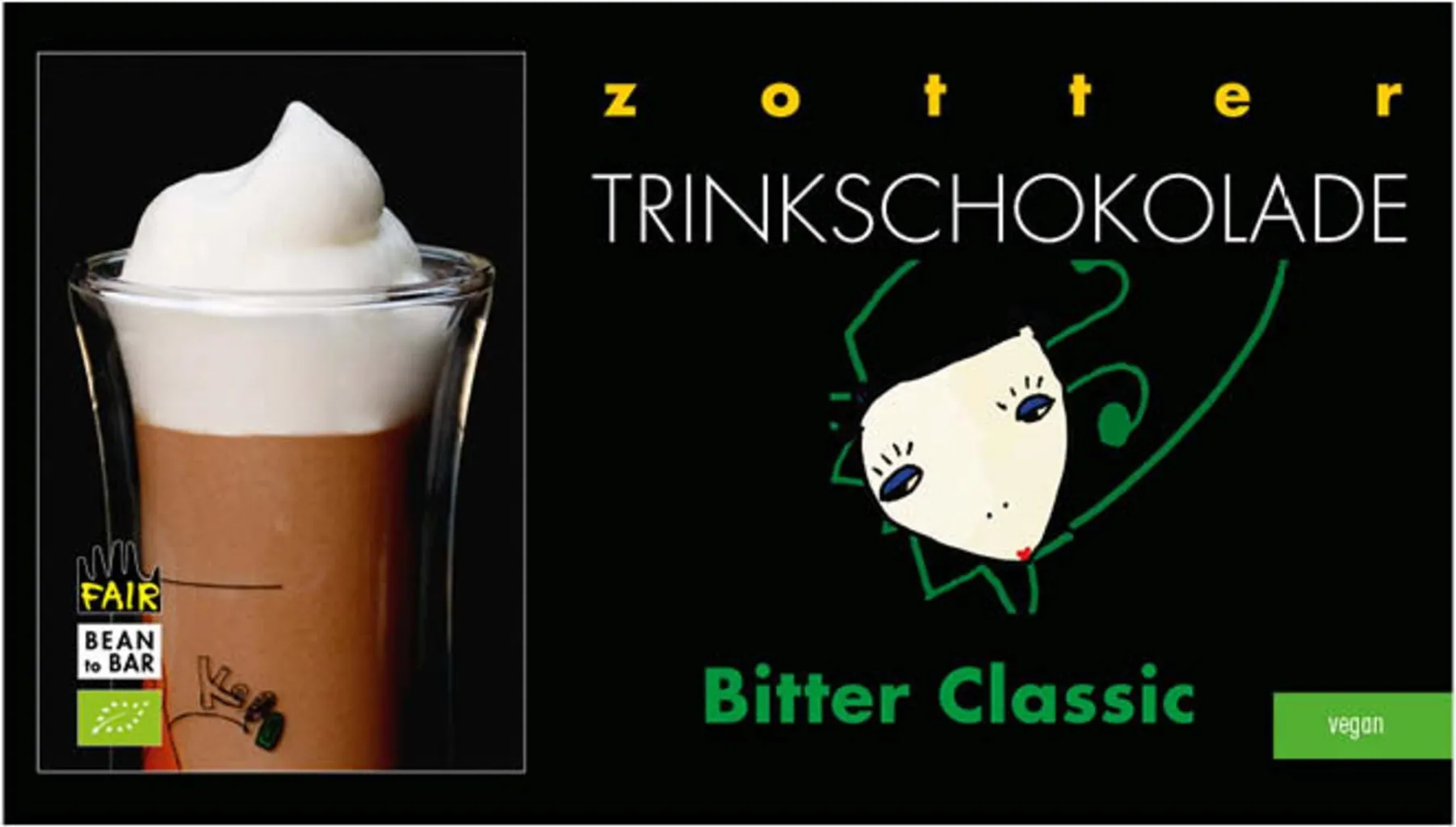 Zotter Schokolade Organic Drinking Chocolate Bitter Classic, 110 g